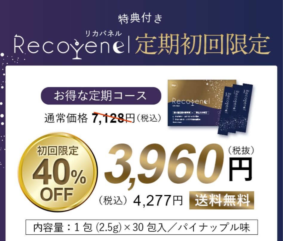 リカバネルの最安値は40%OFFの公式サイト